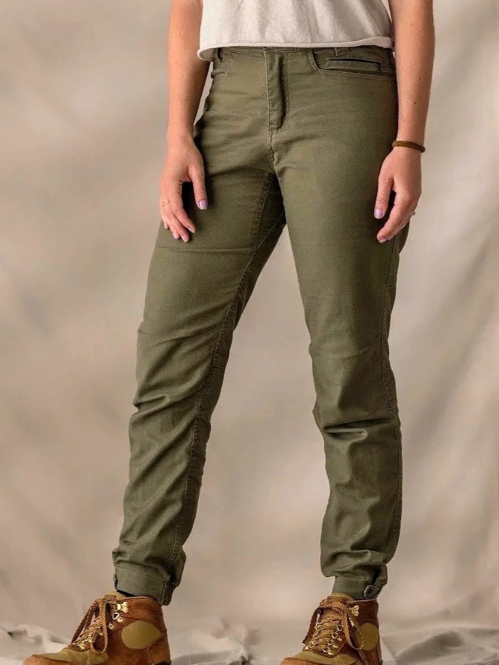 LIVSN Women’s Flex Canvas Olive Green Outdoor Hiking Utility Long Pants